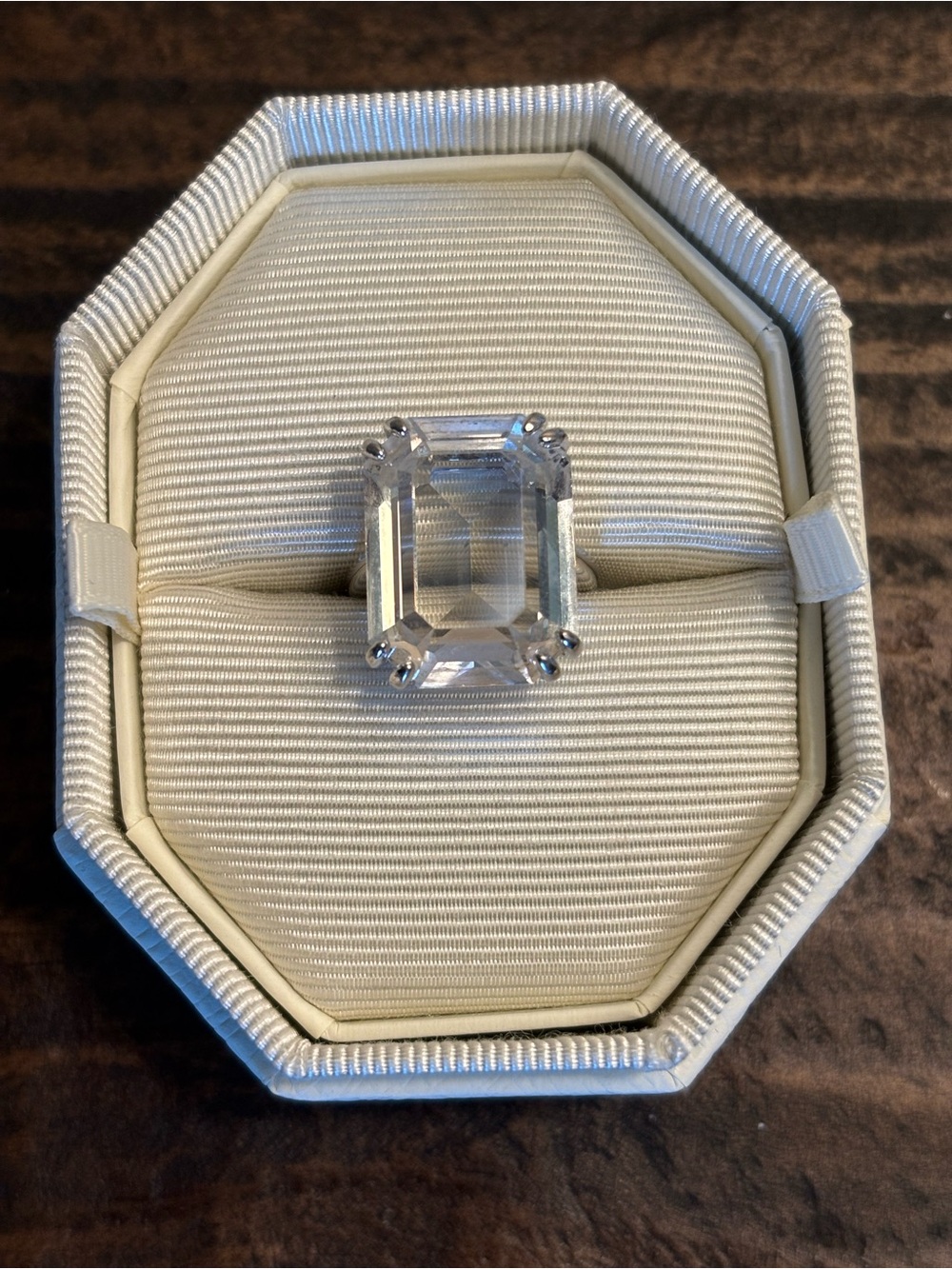 Swarovski Clear Emerald-Cut Crystal Cocktail Ring